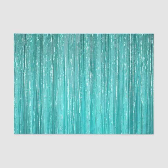 Girly Aqua Mint Glam Tinsel Streifen Seidenpapier (Vorderseite)