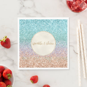 Girly Aqua Peach Gold Lila Minze Meerjungfrau Glit Serviette