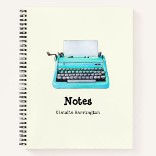 Girly Aqua Schreibwriter Retro 60er Niedlich Perso Notizbuch