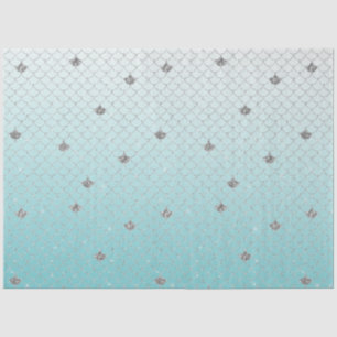 Girly Aqua Silver Glitzer Sparkle Meerjungfrau Seidenpapier