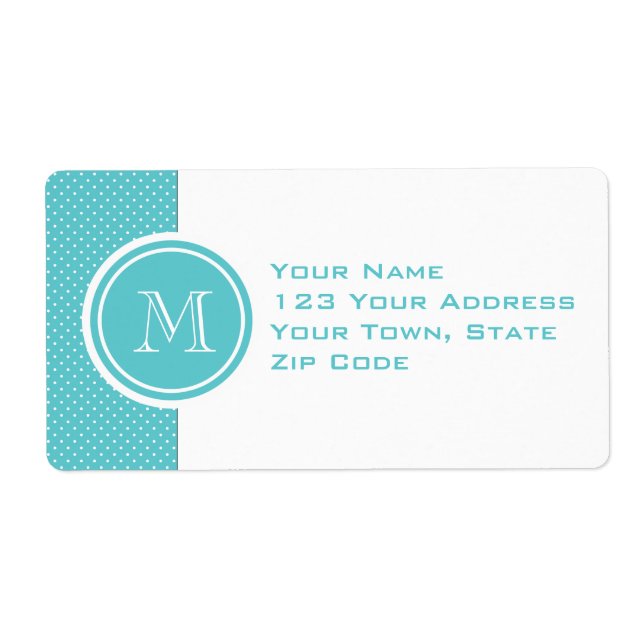 Girly Aquamarine weiße Polka Dots, Ihre Monogramm- (Vorne)