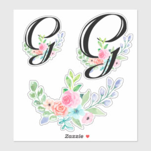 Girly Aquarell-Blumenbuchstabe G Aufkleber
