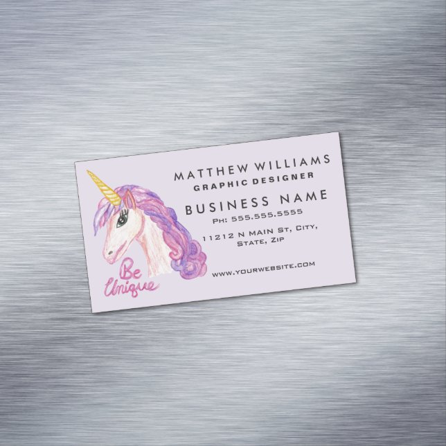 Girly Aquarell-Einhörner sind einzigartige Magnetische Visitenkarte (Beispiel)
