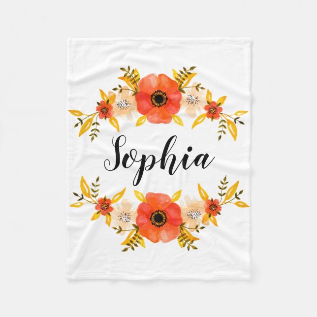 Girly Aquarell-korallenroter Fleecedecke (Vorderseite)