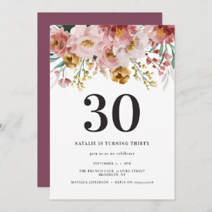 Girly Aquarellblume 30. Geburtstag lila Chic