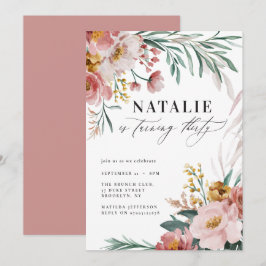 Girly Aquarellblume 30. Geburtstag pink blau