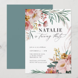 Girly Aquarellblume 30. Geburtstag pink blau