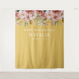 Girly Aquarellblume 30. Geburtstag pink chic ta Wandteppich