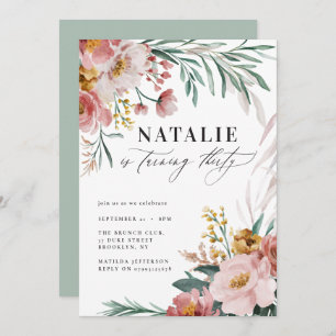 Girly Aquarellblume 30. Geburtstag pink grün