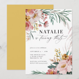 Girly Aquarellblume 30. Geburtstag Rosa Senf