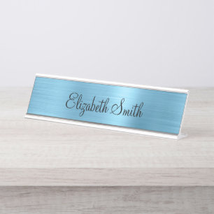 Girly Baby Blue Metallic Folie Schreibtischnamensplakette