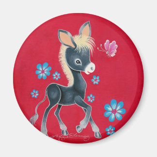 Girly-Baby-Donkey mit Blume Magnet