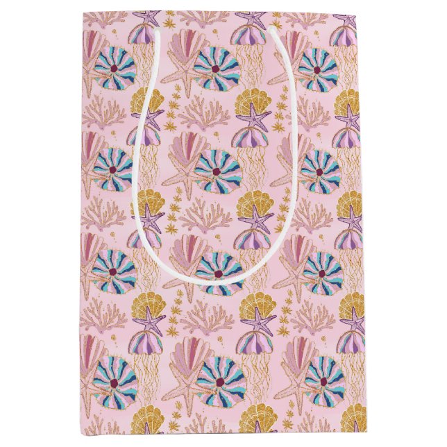 Girly Baby Pink unter der Glitterie Mittlere Geschenktüte (Vorderseite)