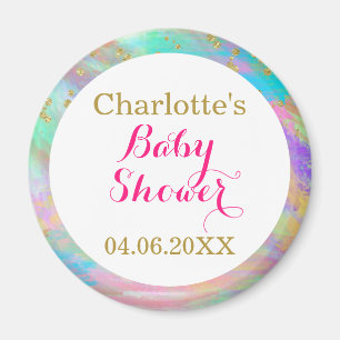 Girly Baby Shooter Colorful Unicorn Gold Glitzer Magnet