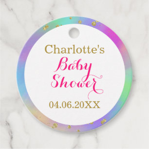 Girly Baby Shower Colorful Unicorful Gold Glitzer Geschenkanhänger