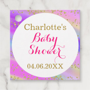Girly Baby Shower Colorful Unicorful Gold Glitzer Geschenkanhänger