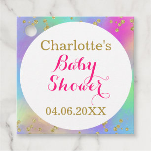 Girly Baby Shower Colorful Unicorful Gold Glitzer Geschenkanhänger