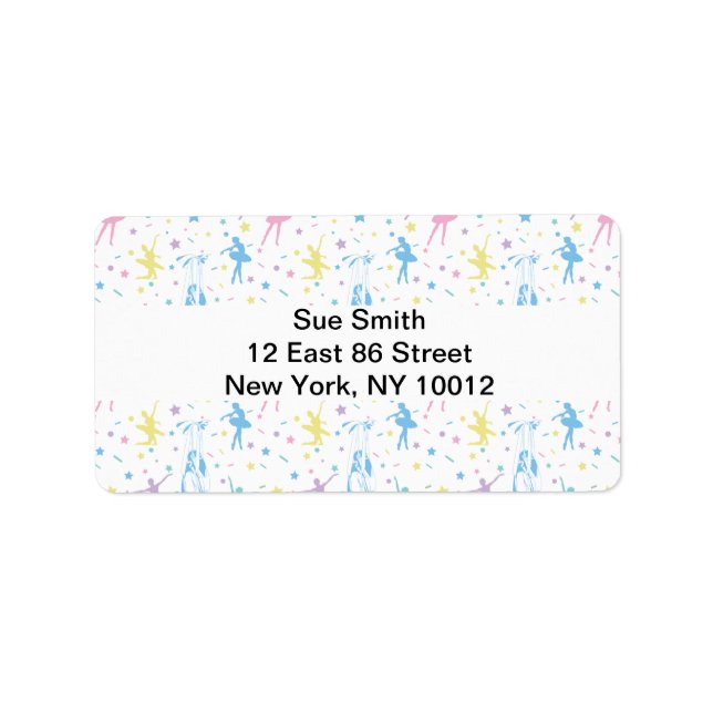 Girly Ballerina Dancer - Ballet Pattern Adressaufkleber (Vorne)