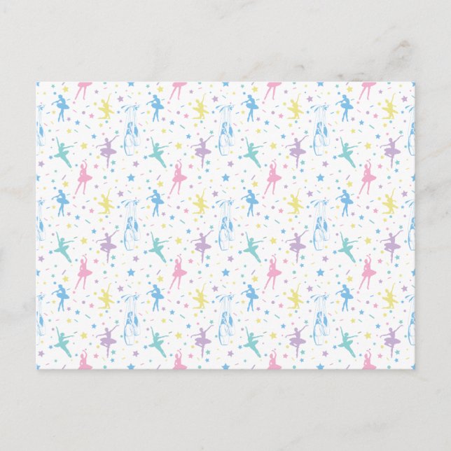 Girly Ballerina Dancer - Ballet Pattern Postkarte (Vorderseite)