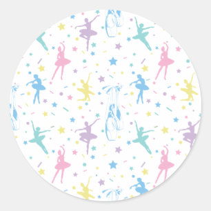 Girly Ballerina Dancer - Ballet Pattern Runder Aufkleber