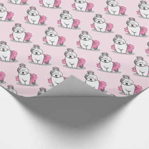 Girly Ballet Princess Old English Sheepdog Grau 1 Geschenkpapier