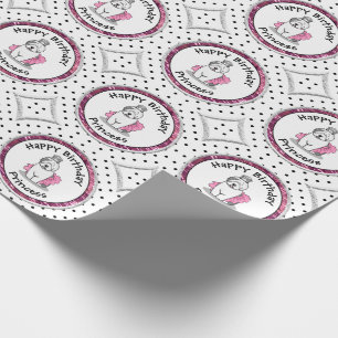 Girly Ballet Princess Old English Sheepdog Grau 1 Geschenkpapier