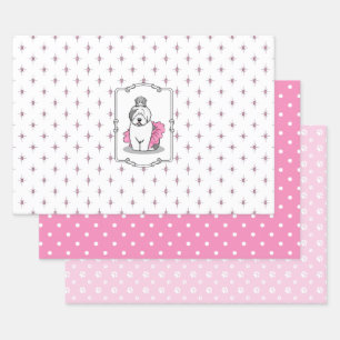 Girly Ballet Princess Old English Sheepdog Grau 1 Geschenkpapier Set