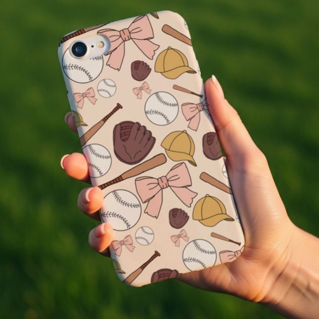 Girly Baseball Bow Pattern Phone Case (Von Creator hochgeladen)