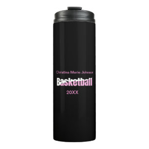Girly Basketball Player Pink Typografy Thermosbecher