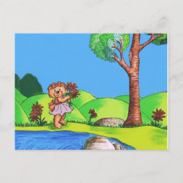 Girly Bear Country Floral Illustration Postkarte