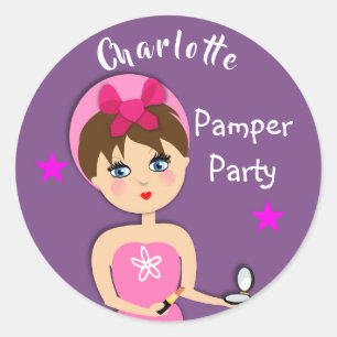 Girly Beauty Pamper Party Personalisiert Runder Aufkleber