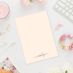 Girly Beige Monogram Modern Script Personalisiert Post-it Klebezettel