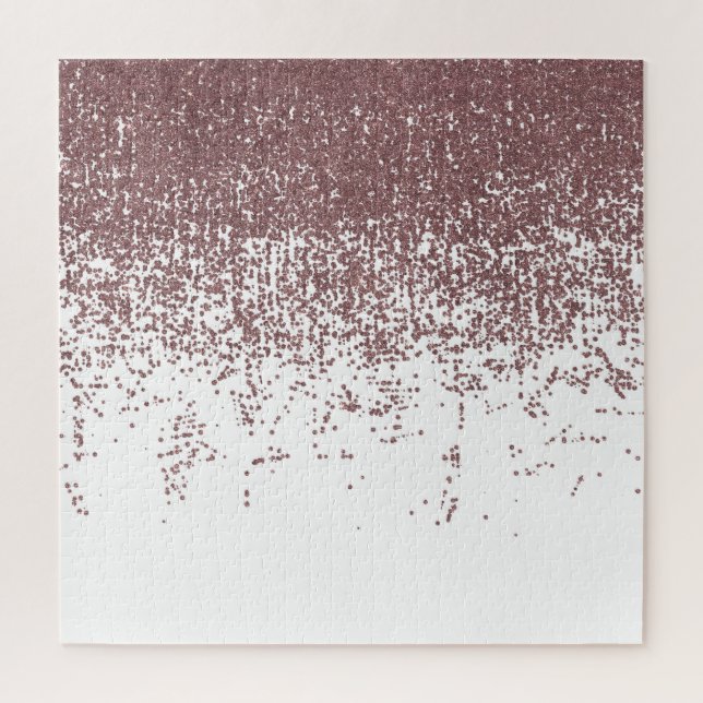 Girly bezauberndes Imitat-Rosen-GoldGlitzer-Weiß Puzzle (Vertikal)