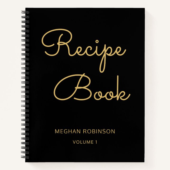 Girly Black Cookbook Personalisiertes Rezept Notizbuch (Vorderseite)