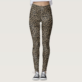 Girly Black Glam Leopard Print Leggings