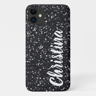 Girly Black Glitzer Name Personalisiert Case-Mate iPhone Hülle