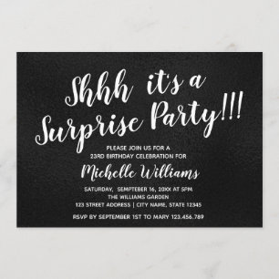 Girly Black   Glitzer   Überraschendes Party Gebur Einladung