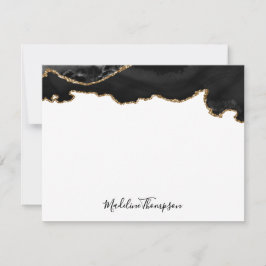 Girly Black Gold Agate Geode Script Typografie Mitteilungskarte