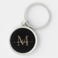 Girly Black Gold Monogram Name Elegantes Chic Scri