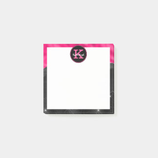 Girly Black Hot Pink Glam Waves Kleiner Platz Post-it Klebezettel