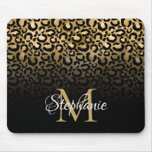 Girly Black und Gold Leopard Ombre Monogram
