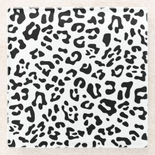 Girly Black und White Leopard Spot Glasuntersetzer