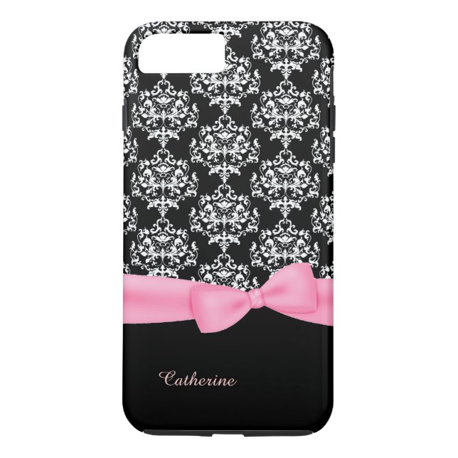 Girly Black & White Damask iPhone 7 Plus Gehäuse Case-Mate iPhone Hülle (Rückseite)