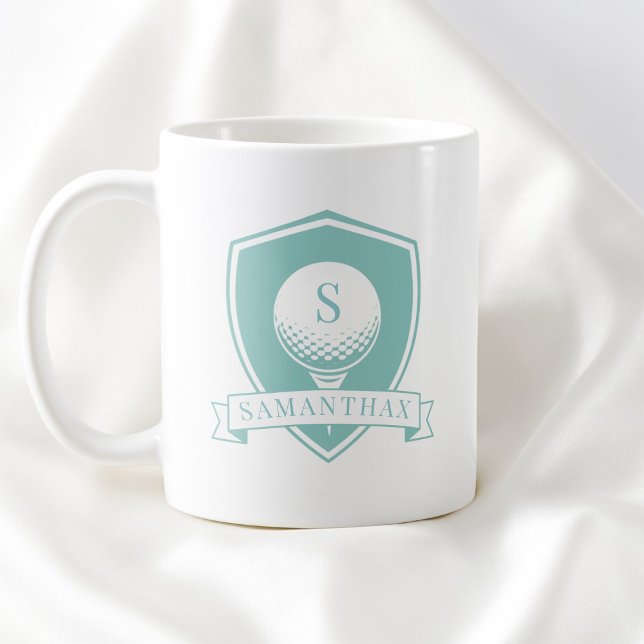 Girly Blau Grün Moderne Anfangsbuchstabe Monogramm Kaffeetasse (Girly Blue Green Modern Name Initial Monogram Coffee Mug)