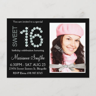 Girly Bling Diamond und Silver Glitzer Sweet 16 Einladung