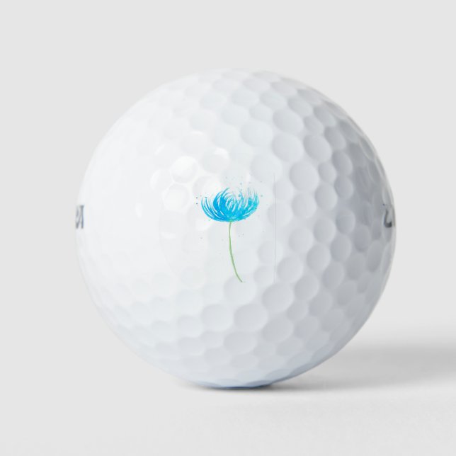 Girly blue flower watercolor nature art golfball (Vorderseite)