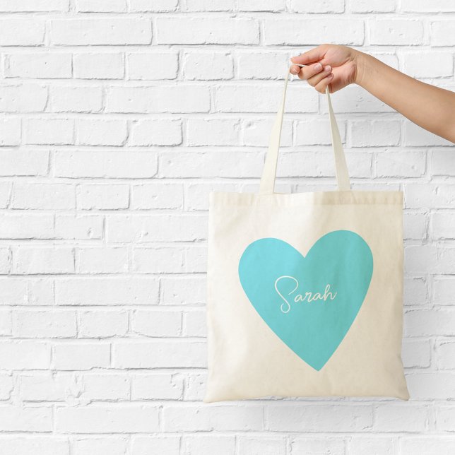 Girly Blue Heart Tasche mit Namen (Von Creator hochgeladen)