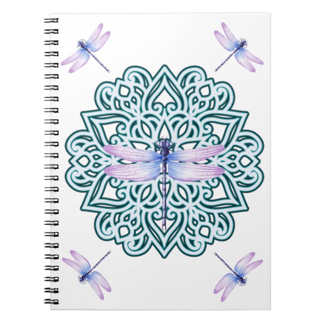 Girly Blue Lila Mandala Dragonfly Notizblock (Vorderseite)