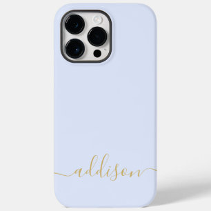 Girly Blue Monogram Modern Script Personalisiert Case-Mate iPhone 14 Pro Max Hülle