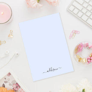 Girly Blue Monogram Modern Script Personalisiert Post-it Klebezettel